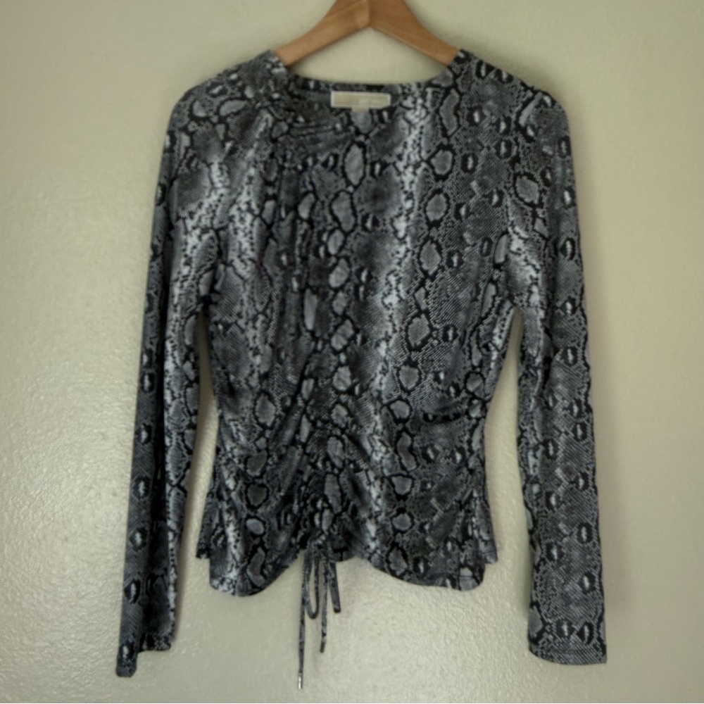 ❇️Michael Kors Gray Snake-Print Long Sleeve Drawstring Top 2 for $22❇️